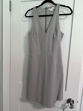 Helmet Lang Sleeveless V-Neck Gray Sheath Dress